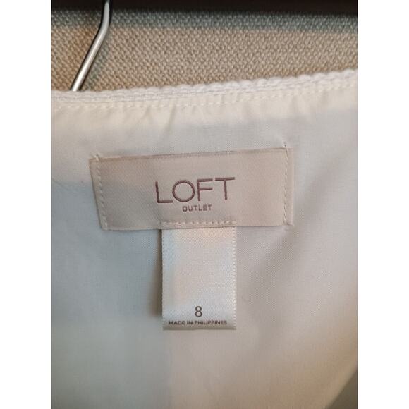 Loft Ann Taylor Skirt Women 8 Navy Blue White Nautical Frayed Texture Lined Mini - Picture 4 of 5